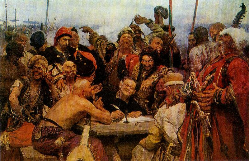 llya Yefimovich Repin The Reply of the Zaporozhian Cossacks to Sultan of Turkey